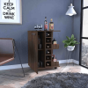 DEPOT E-SHOP Magda Bar Cart, Four Casters, Single Door Cabinet, Two External Shelves, Dark Walnut