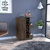 DEPOT E-SHOP Magda Bar Cart, Four Casters, Single Door Cabinet, Two External Shelves, Dark Walnut