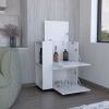 DEPOT E-SHOP Tully Bar Cart Two Pull-Down Door Cabinets and Two Open Shelves,White