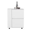 DEPOT E-SHOP Tully Bar Cart Two Pull-Down Door Cabinets and Two Open Shelves,White