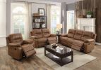 1pc Motion Sofa Only Dark Brown Color Breathable Leatherette Leatherette 3-Seat Couch Plush Armrest Cushion Seating Relax Living Room Furniture