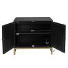 Natural rattan 2 door cabinet with 1 Adjustable Inner Shelves rattan Accent Storage Cabinet