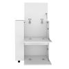 DEPOT E-SHOP Tully Bar Cart Two Pull-Down Door Cabinets and Two Open Shelves,White