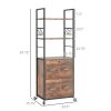 Vinsetto 2 Drawer Mobile File Cabinet with Lock & Hanging Bar, Rustic Brown