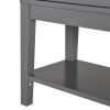 Coffee Bar Cabinet, Modern Sideboard Buffet Cabinet, Kitchen Cabinet with 2 Glass Doors, Adjustable Inner Shelving and Bottom Shelf, Grey