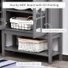 Coffee Bar Cabinet, Modern Sideboard Buffet Cabinet, Kitchen Cabinet with 2 Glass Doors, Adjustable Inner Shelving and Bottom Shelf, Grey