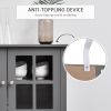 Coffee Bar Cabinet, Modern Sideboard Buffet Cabinet, Kitchen Cabinet with 2 Glass Doors, Adjustable Inner Shelving and Bottom Shelf, Grey