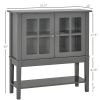 Coffee Bar Cabinet, Modern Sideboard Buffet Cabinet, Kitchen Cabinet with 2 Glass Doors, Adjustable Inner Shelving and Bottom Shelf, Grey