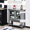 Coffee Bar Cabinet, Modern Sideboard Buffet Cabinet, Kitchen Cabinet with 2 Glass Doors, Adjustable Inner Shelving and Bottom Shelf, Grey