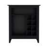 Bar Cabinet Castle, One Open Shelf, Six Wine Cubbies, Black Wengue Finish