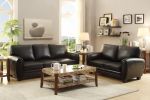 Modern Living Room Furniture 1pc Sofa Black Faux Leather Covering Retro Styling Furniture