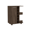 DEPOT E-SHOP Magda Bar Cart, Four Casters, Single Door Cabinet, Two External Shelves, Dark Walnut