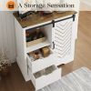 Adjustable Barn Door Wood White Wine Corner Bar Cabinets With Storage Shelves Living Room
