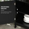 Sideboard Buffet Cabinet, Modern Kitchen Cabinet, Coffee Bar Cabinet with 2-Level Shelf and Open Compartment, Black