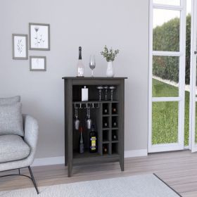 Bar Cabinet Castle, One Open Shelf, Six Wine Cubbies, Carbon Espresso Finish (Color: Espresso)