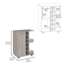 DEPOT E-SHOP Magda Bar Cart, Four Casters, Single Door Cabinet, Two External Shelves, Light Oak